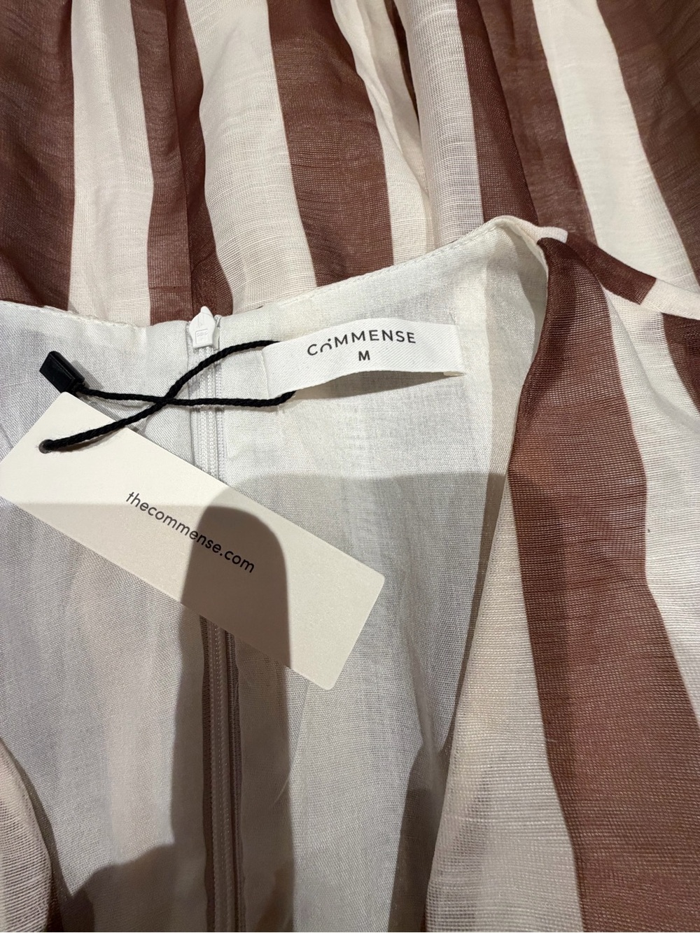 COMMENSE Striped Brown and Cream Maxi Dress with Cutout Waist - Picture 9 of 11